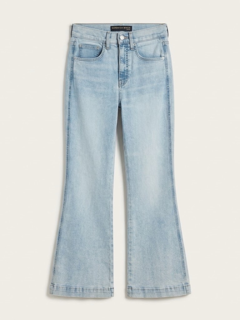 Veronica Beard Carson Ankle Flare Jeans High Rise Light Blue Stretch Size 29